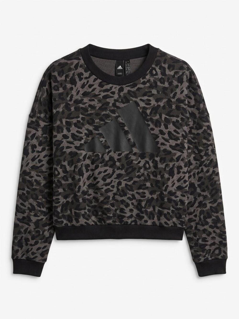Adidas Women’s Animal Print Crewneck Sweatshirt Grey Camo Leopard Pullover